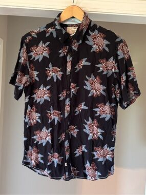 Alexander Julian Black Short-Sleeve Floral Button-Down Shirt